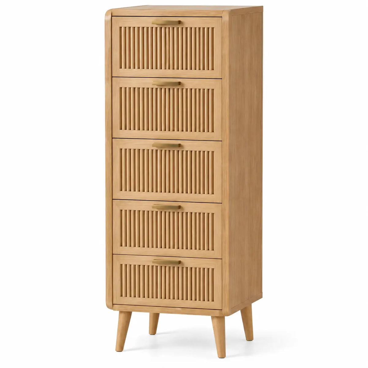 Cómoda con cajones con detalles de líneas verticales, marrón