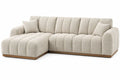 Sofá esquinero tapizado con acolchado acanalado, beige