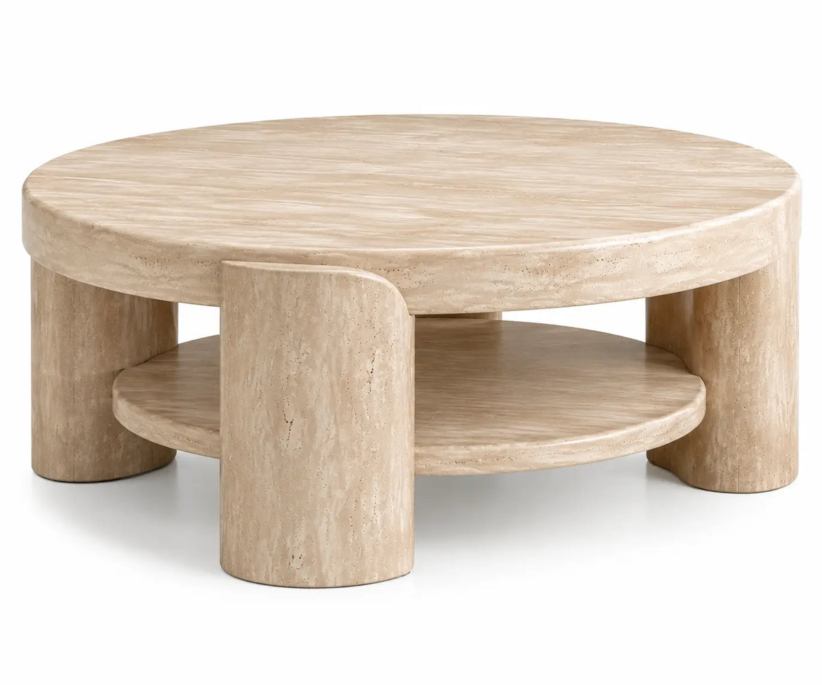 Mesa de centro de contorno redondeado, beige